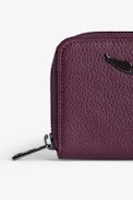 Mini ZV Wallet - Women’s burgundy grained leather wallet with wings charm.