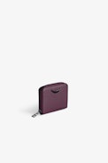 Mini ZV Wallet - Women’s burgundy grained leather wallet with wings charm.
