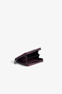 Mini ZV Wallet - Women’s burgundy grained leather wallet with wings charm.