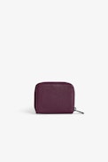 Mini ZV Wallet - Women’s burgundy grained leather wallet with wings charm.