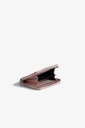 Mini ZV Wallet - Women’s pink grained leather wallet with diamanté wings charm.