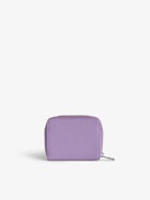 Mini ZV Wallet - Purple grained leather coin purse with diamanté wings charm.
