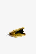 Mini ZV Wallet - Women’s yellow grained leather wallet with diamanté wings charm.