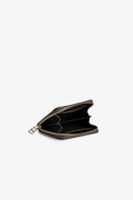 Mini ZV Wallet - Women’s khaki grained leather card holder with gold-tone wings charm.