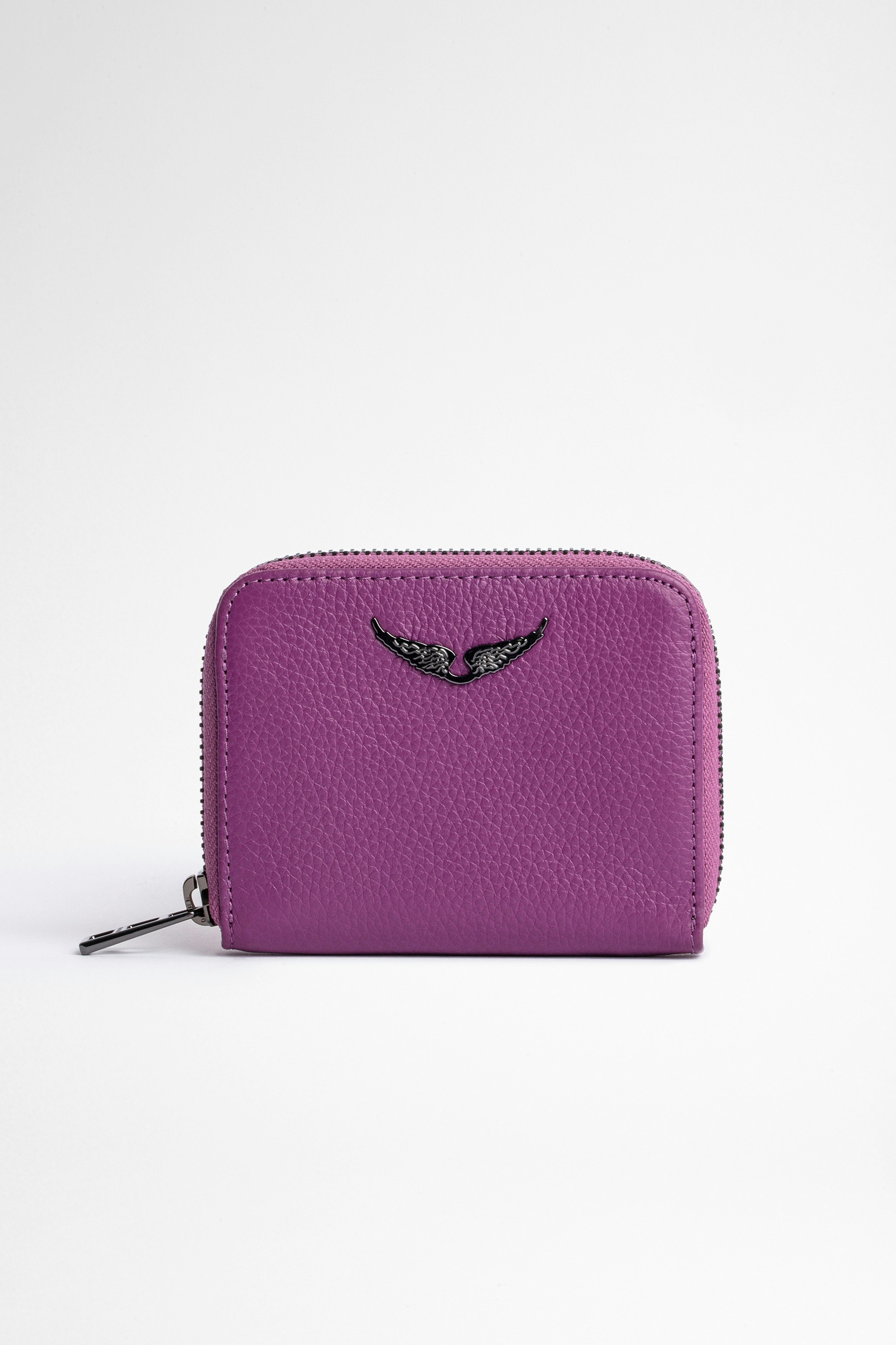 Portemonnaie Mini ZV  Damen-Brieftasche aus pinkfarbenem genarbtem Leder