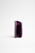 Portafoglio Mini ZV - Portafoglio in pelle martellata fucsia, donna.