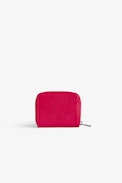 Mini ZV Wallet - Women’s pink grained leather wallet with diamanté wings charm.