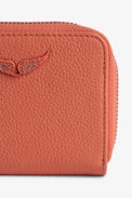 Mini ZV Wallet - Women's wallet in orange grained leather.