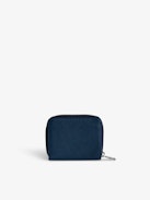 Mini ZV Geldbörse - Marineblaue Geldbörse mit Reißverschluss aus genarbtem Leder.