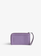 Porte-Cartes ZV Card - Porte-cartes en cuir grainé violet orné d'un charm ailes à strass.
