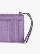 Porte-Cartes ZV Card - Porte-cartes en cuir grainé violet orné d'un charm ailes à strass.