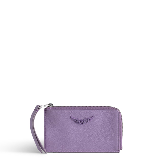 Zadig & Voltaire Wings-plaque Leather Cardholder In Purple