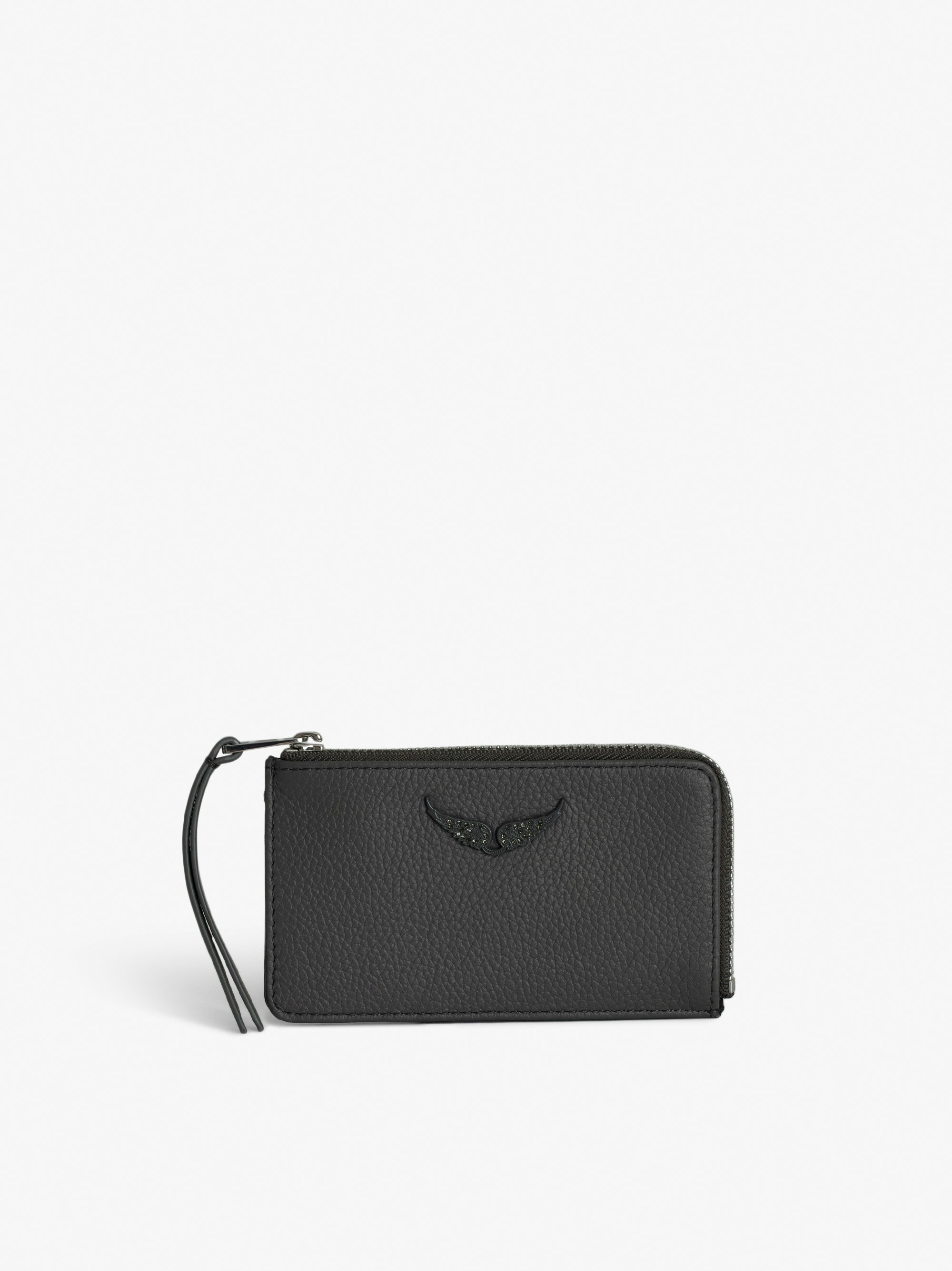 ZV Card Card Holder - Grained leather card holder with signature wings.