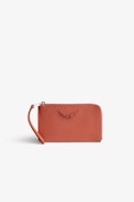 ZV Card Cardholder - Women's card case in orange grained leather.