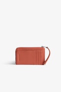 ZV Card Cardholder - Women's card case in orange grained leather.