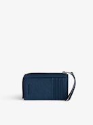 ZV Card Cardholder - Navy blue grained leather card holder.