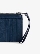 ZV Card Cardholder - Navy blue grained leather card holder.