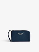 ZV Card Cardholder - Navy blue grained leather card holder.