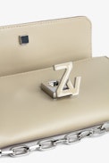 Portafoglio ZV Initiale Le Long Unchained - Portafoglio piccolo in pelle liscia beige e ZV giallo donna