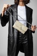 Portafoglio ZV Initiale Le Long Unchained - Portafoglio piccolo in pelle liscia beige e ZV giallo donna