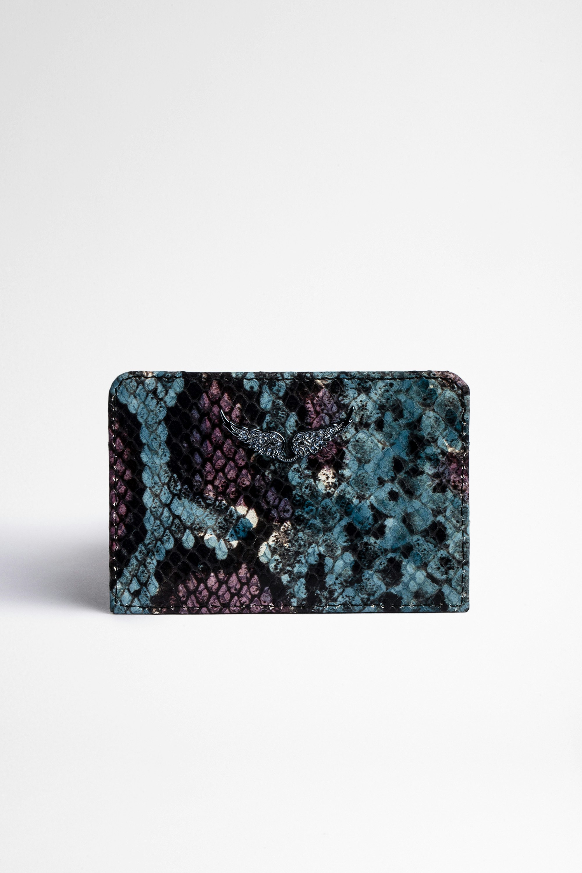 ZV Pass Card Holder Women's snakeskin-effect leather card holder in purple