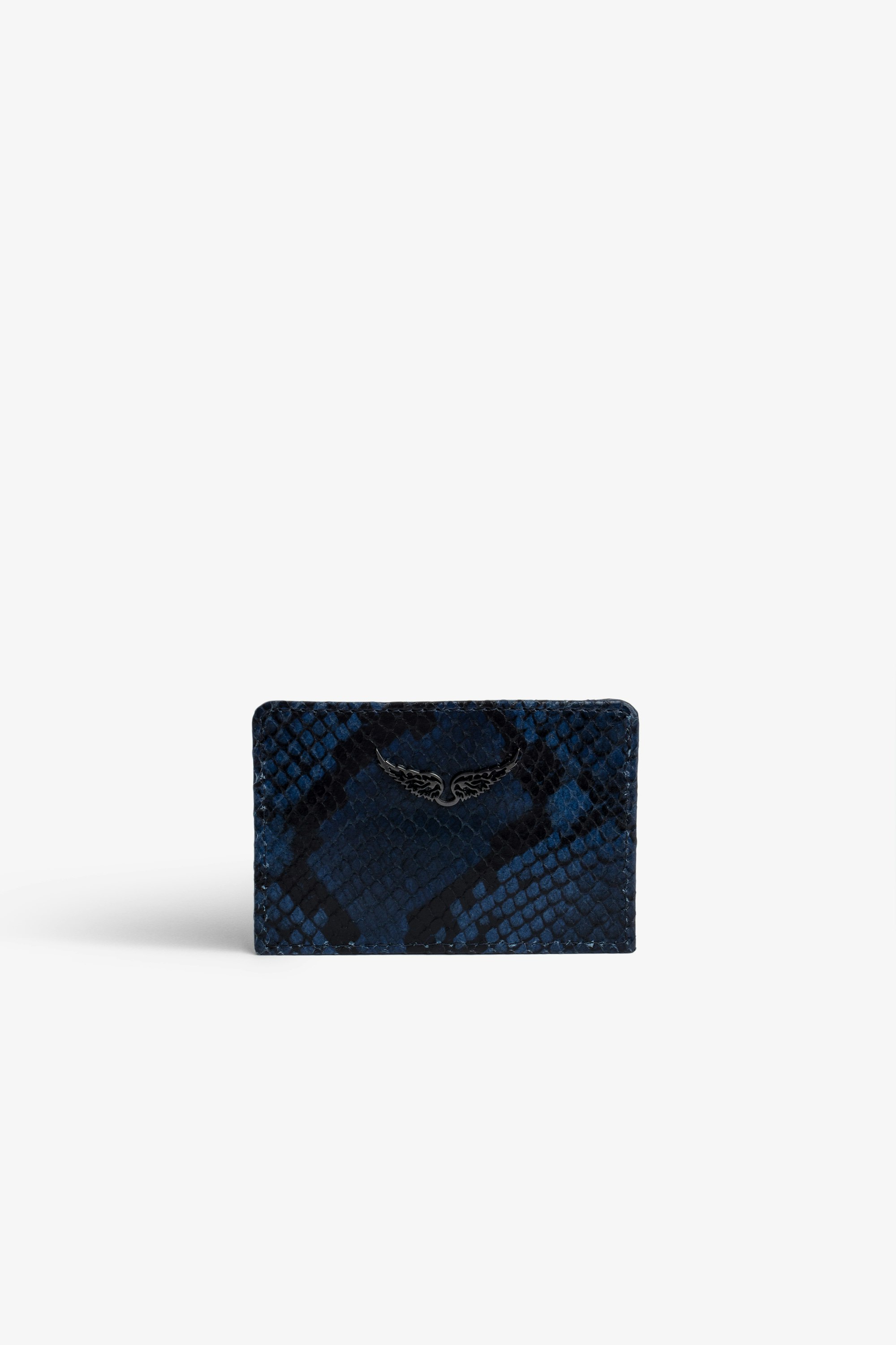 ZV Pass Card Case Women’s card holder in black and blue python-effect leather