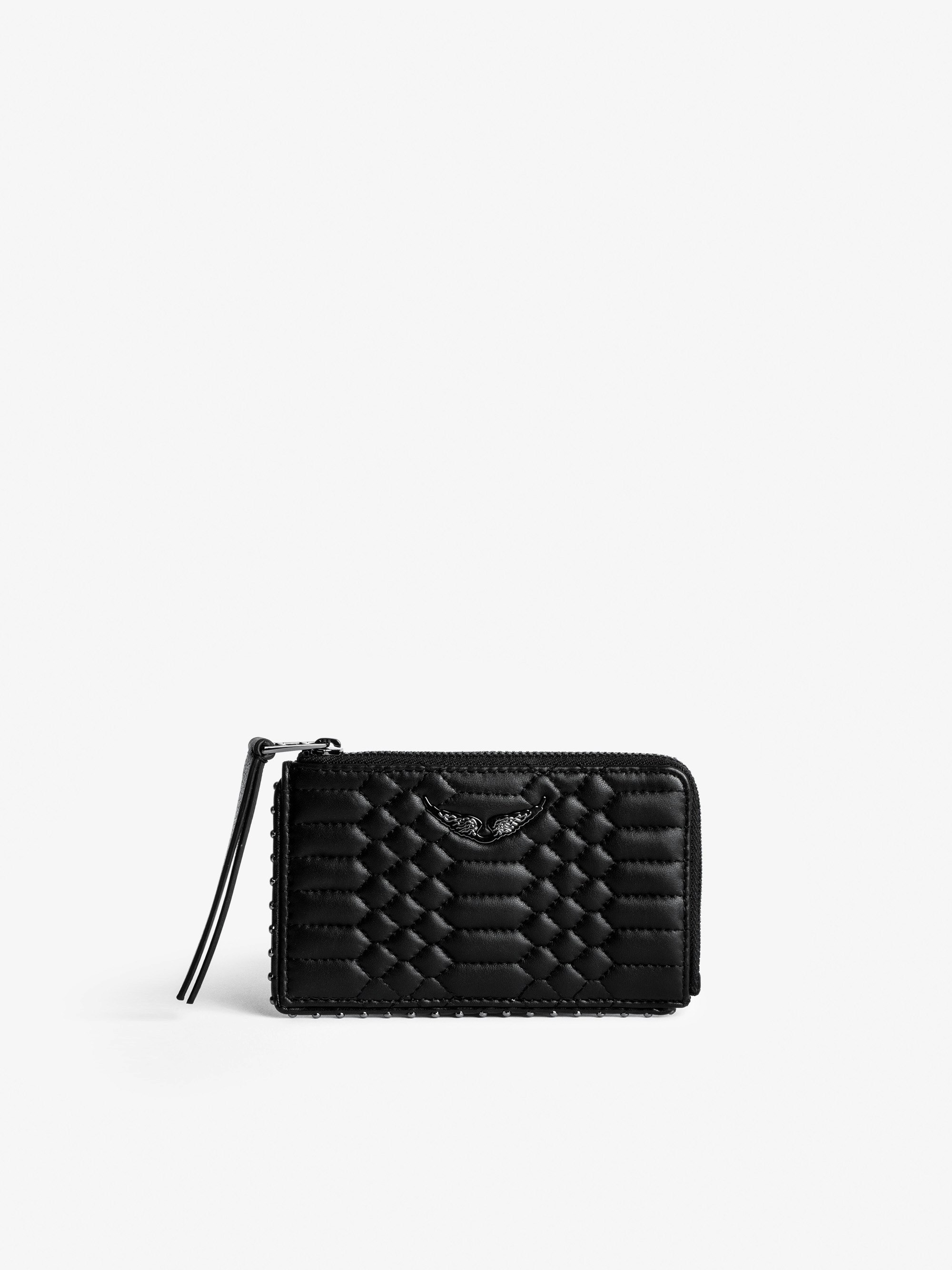 ZV Card Card Holder - Women’s quilted black leather card holder.
