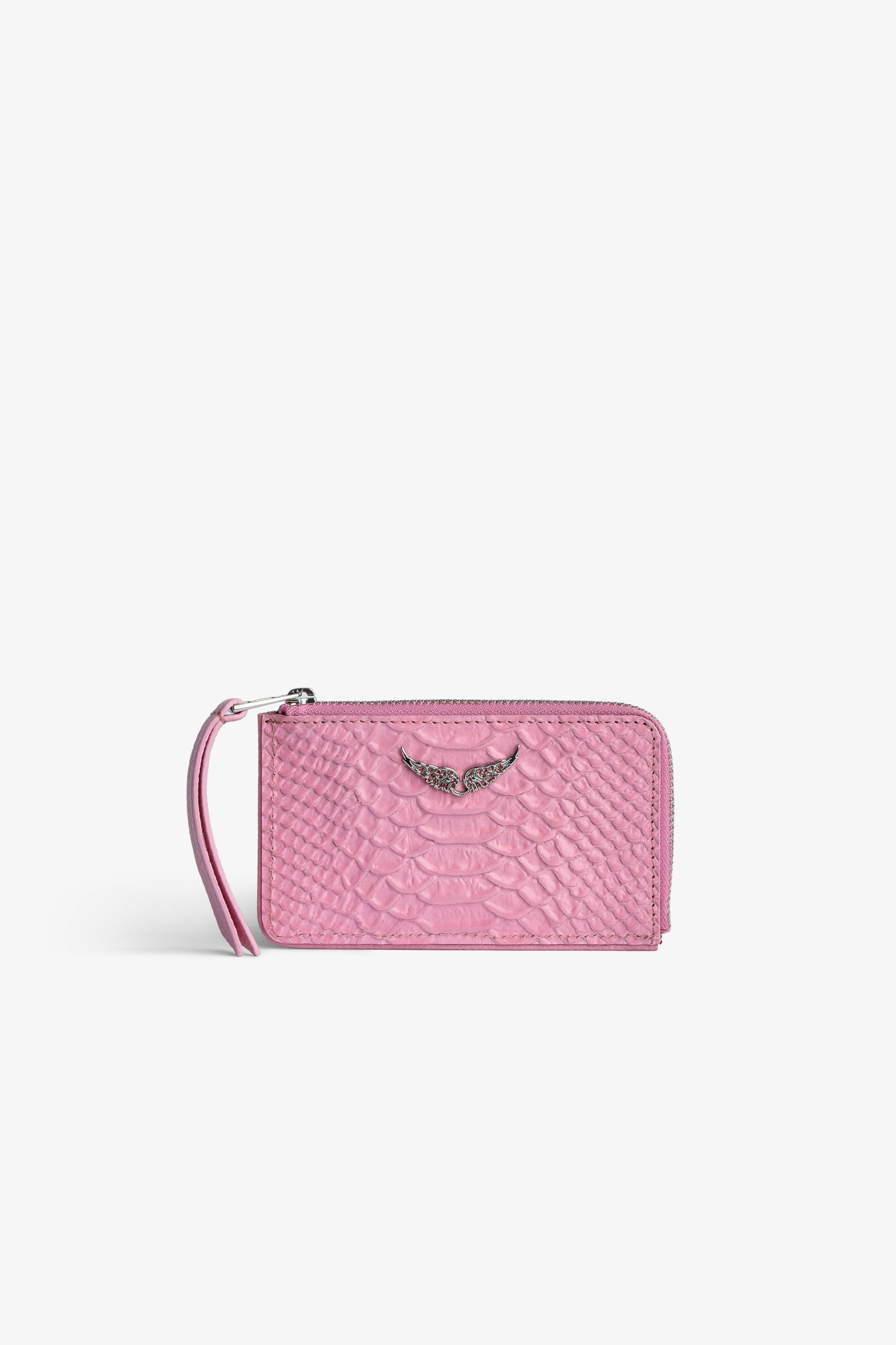 ZV Card Savage 財布 Women’s card holder in pink python-effect leather