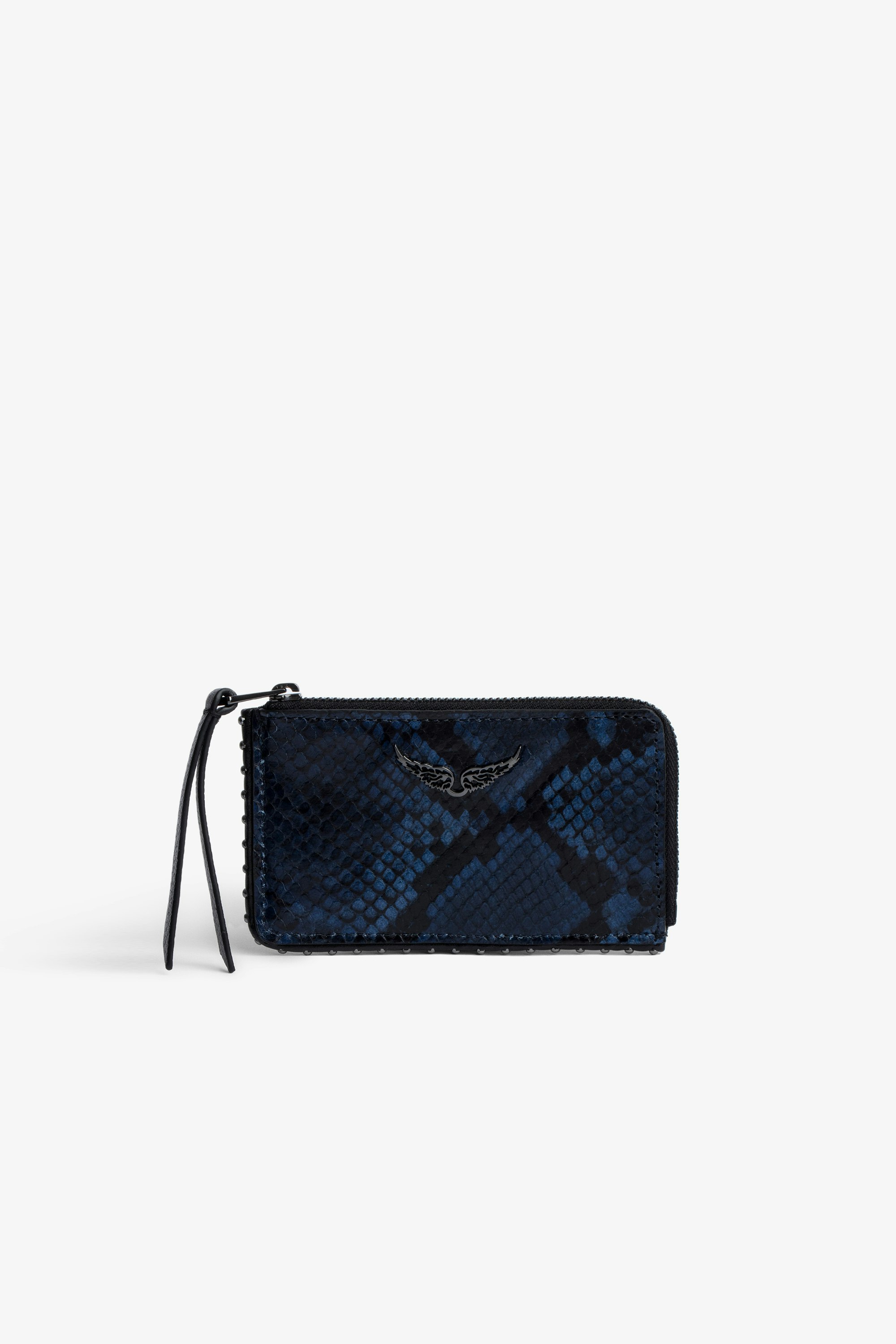ZV Card Savage Card Case Women’s card holder in black and blue python-effect leather