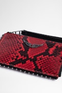 Porte-Cartes ZV Card Wild - Porte-cartes en cuir effet python rouge Femme