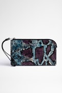 Etui Phone Wallet - Etui aus violettem Leder in Python-Optik für Damen
