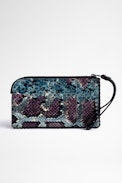 Etui Phone Wallet - Etui aus violettem Leder in Python-Optik für Damen