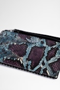 Etui Phone Wallet - Etui aus violettem Leder in Python-Optik für Damen
