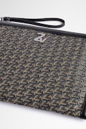 ZV Initiale La Maxi Pouch - Large clutch in leather and ZV street jacquard canvas