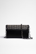 Borsa a portafoglio ZV Initiale Le Long Unchained - Portafoglio con catena in pelle & jacquard ZV Initiale donna