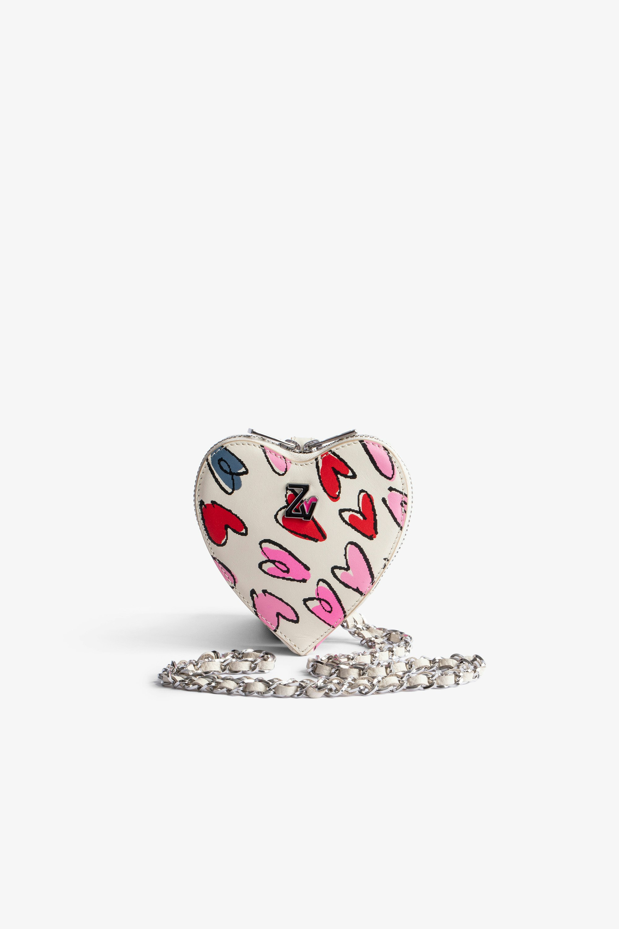 Bolso de mano ZV Crush Le Coeur Pequeño bolso de mano de corazón con cremallera y patrón de corazones para mujer