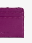Porte-Cartes ZV Pass - Porte-cartes en cuir lisse et matelassé fuchsia à charm ailes et lucky charms.