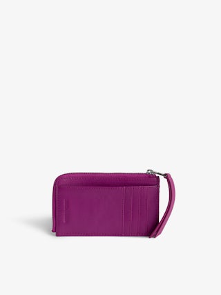 Porte-Cartes ZV Card - Porte-cartes en cuir lisse et matelassé orné d'un charm ailes et lucky charms.