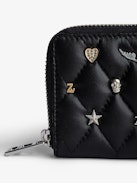 Mini ZV Coin Purse - Women’s black quilted leather coin purse with silver- and gold-tone charms.