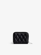 Mini ZV Coin Purse - Women’s black quilted leather coin purse with silver- and gold-tone charms.