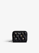 Mini ZV Coin Purse - Women’s black quilted leather coin purse with silver- and gold-tone charms.