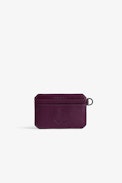 Le Cecilia Pass Card Holder - Women’s burgundy leather card holder with C buckle.