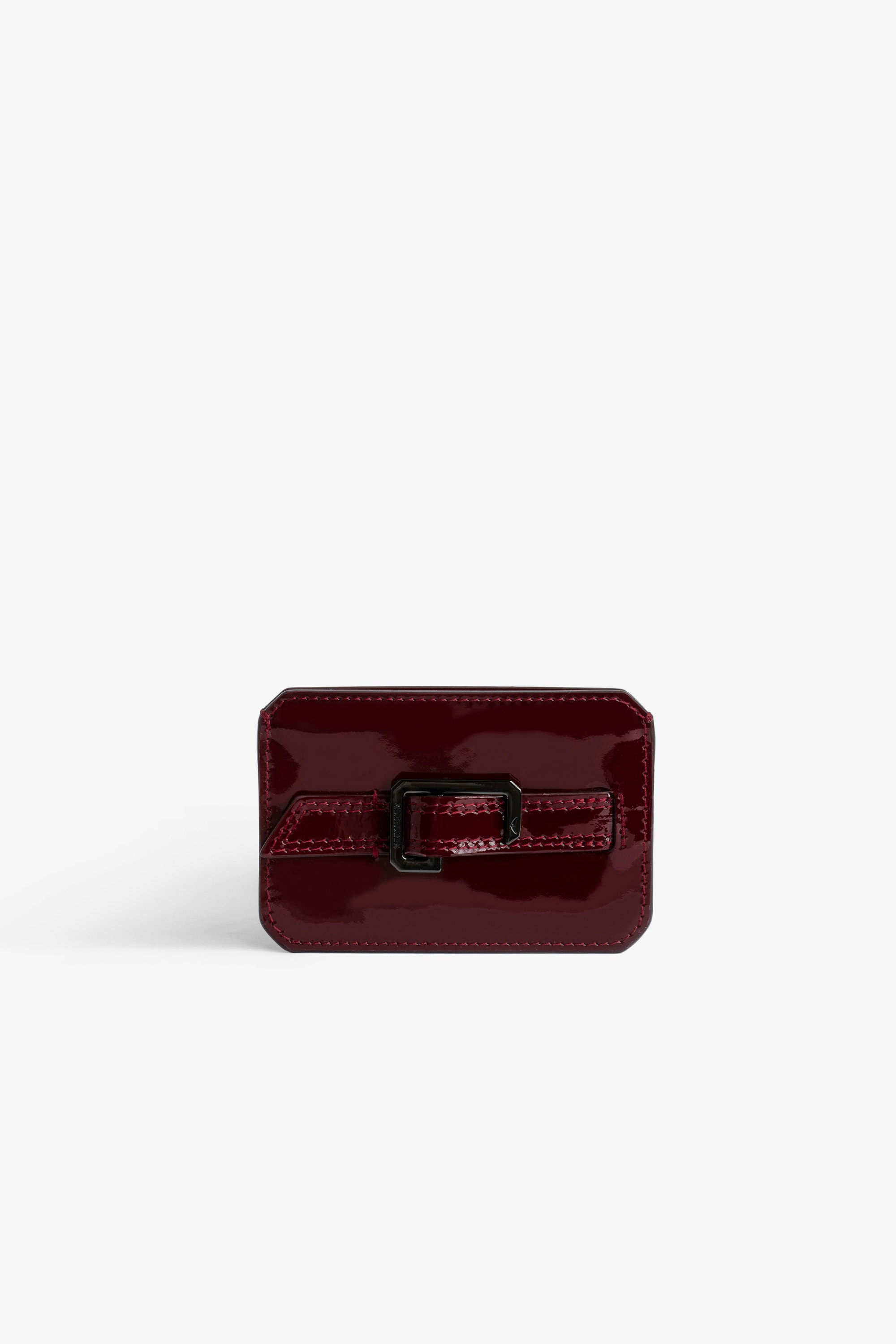 Le Cecilia Pass Card Holder Women’s burgundy patent leather card holder 