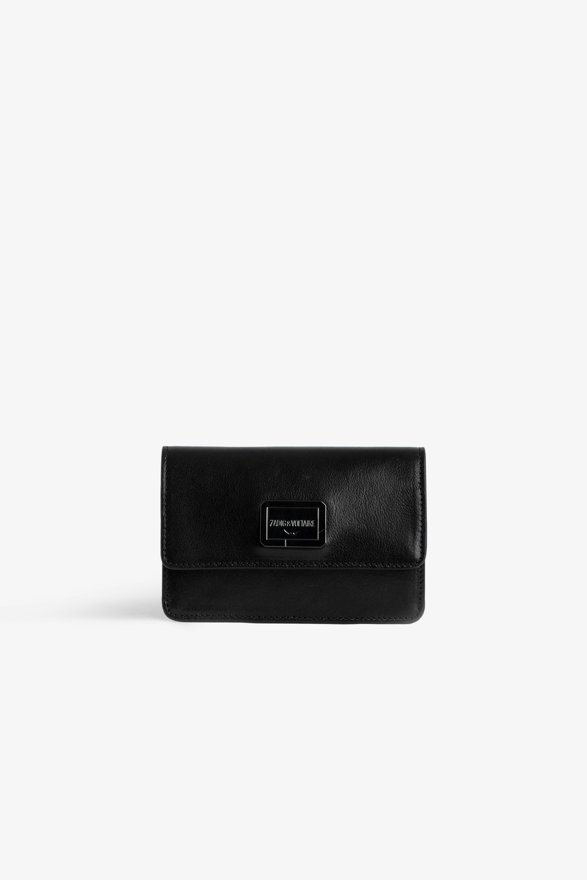 Le Cecilia Wallet - Women's black leather wallet with flap.