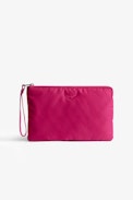 Uma clutch - Women's zipped clutch in pink nylon