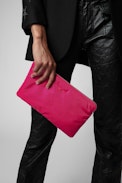 Uma clutch - Women's zipped clutch in pink nylon