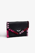 Secret Lucky Charm Key Ring - Black grained leather clutch