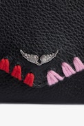 Secret Lucky Charm Key Ring - Black grained leather clutch