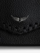 Secret Lucky Charm Key Ring - Black grained leather clutch