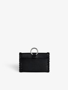 Secret Lucky Charm Key Ring - Black grained leather clutch